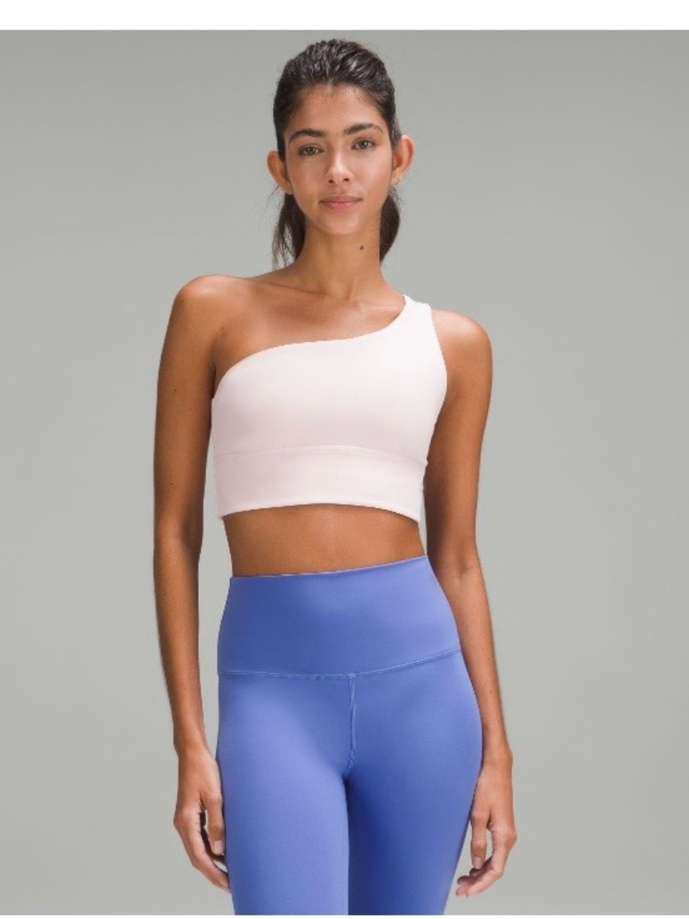 lululemon athletica Asymmetrical Crop Sports Bra in Pale Pink